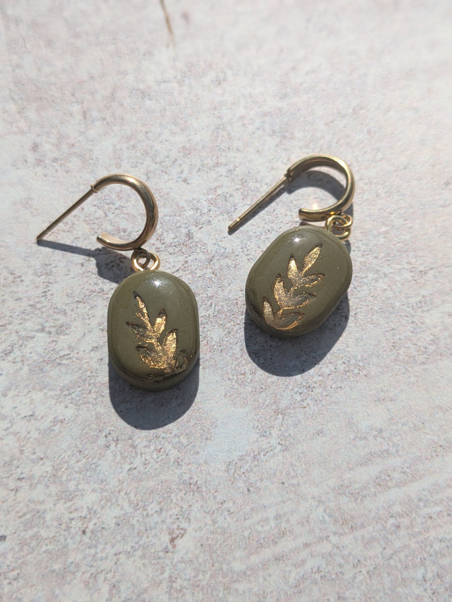 Olive Green Leafy Dangles