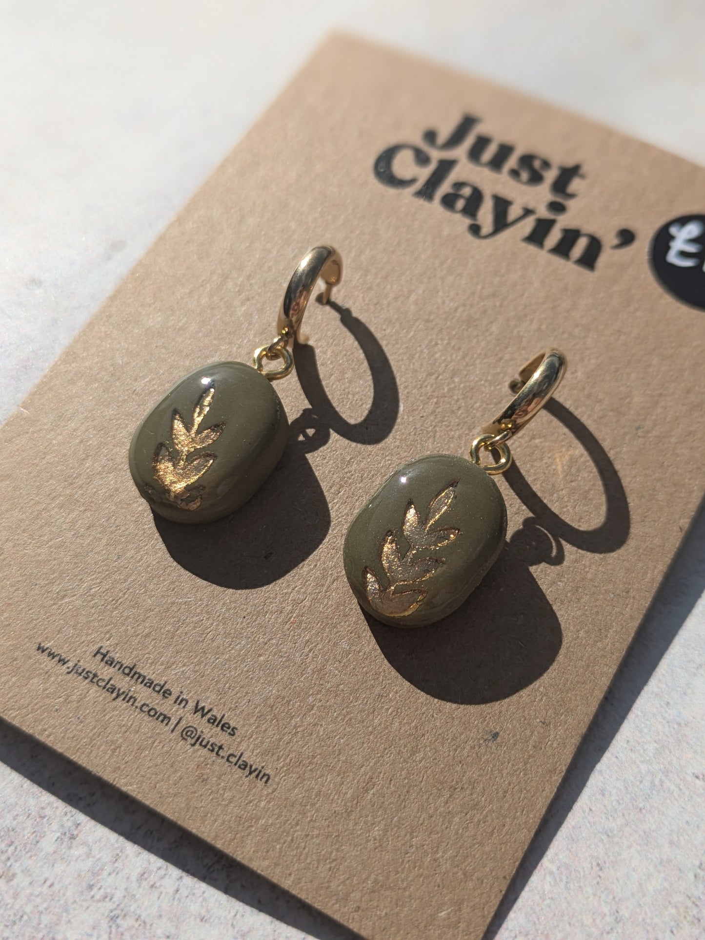 Olive Green Leafy Dangles